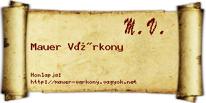 Mauer Várkony névjegykártya